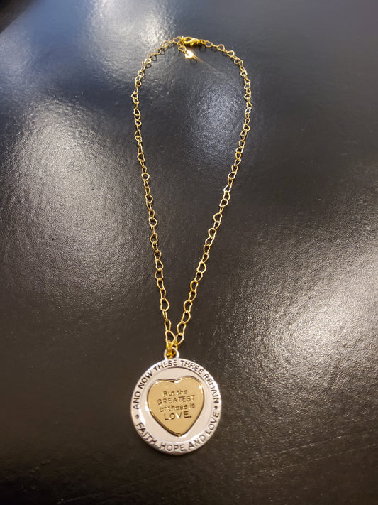 1 Corinthians 13:13 Heart Chain Necklace