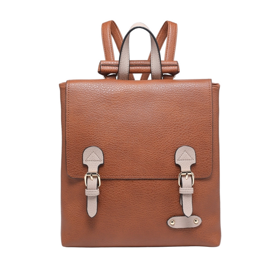 Brown Double Buckle Backpack