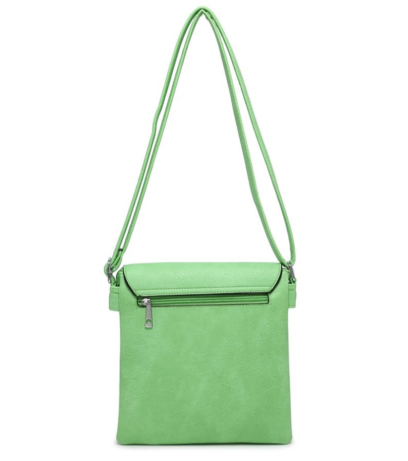 Green Dual Buckle Crossbody Bag