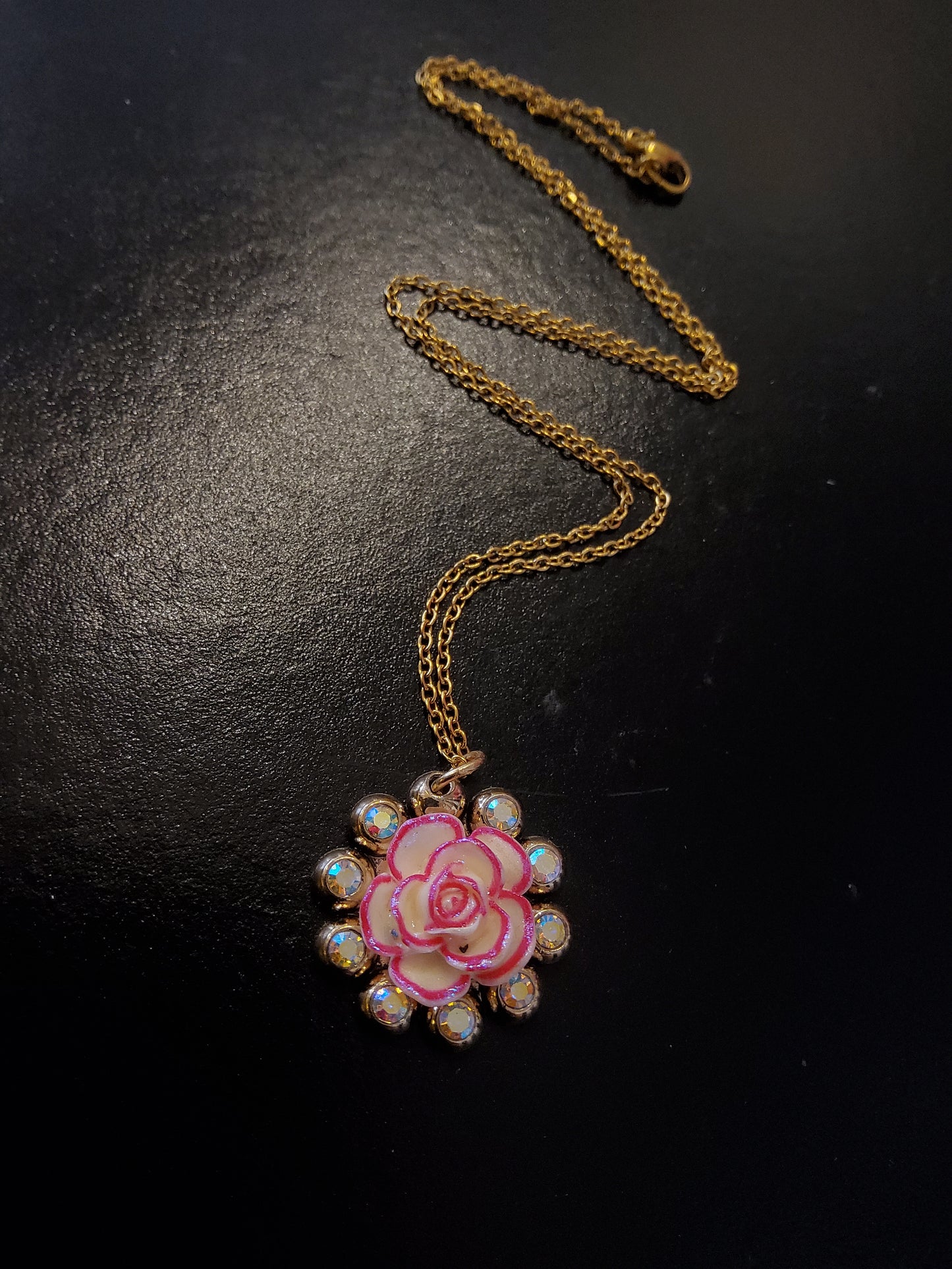 Rose Necklace with Diamanté Embellishments