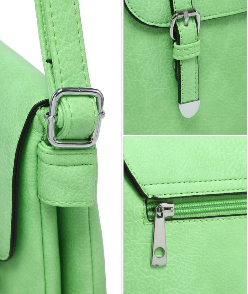 Green Dual Buckle Crossbody Bag
