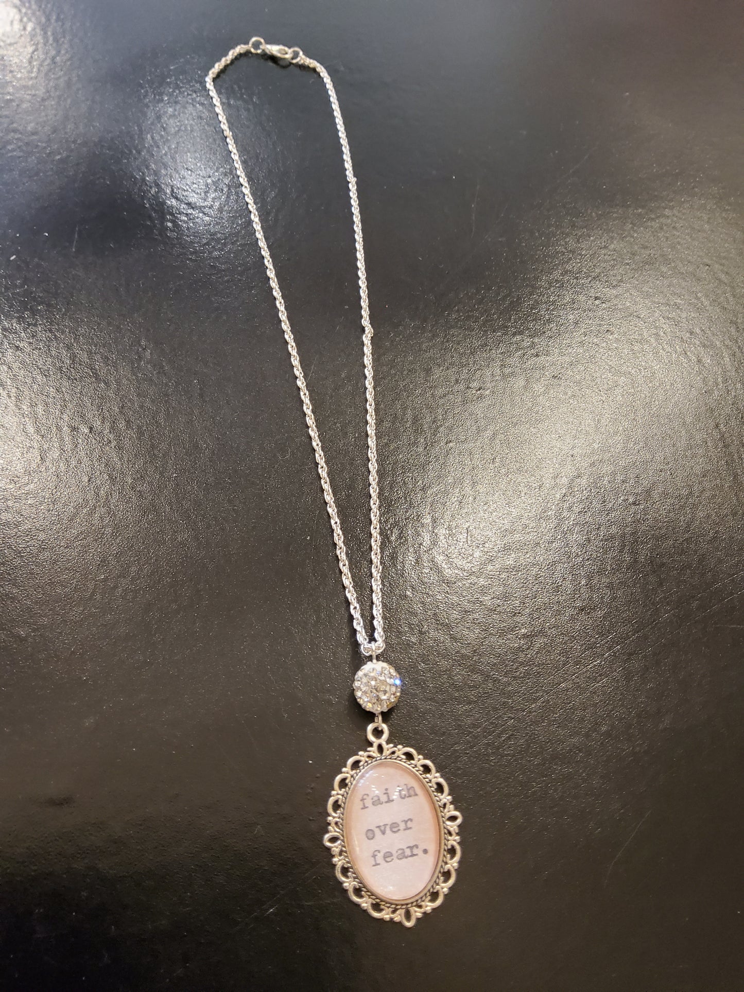 Faith Over Fear Diamanté Necklace