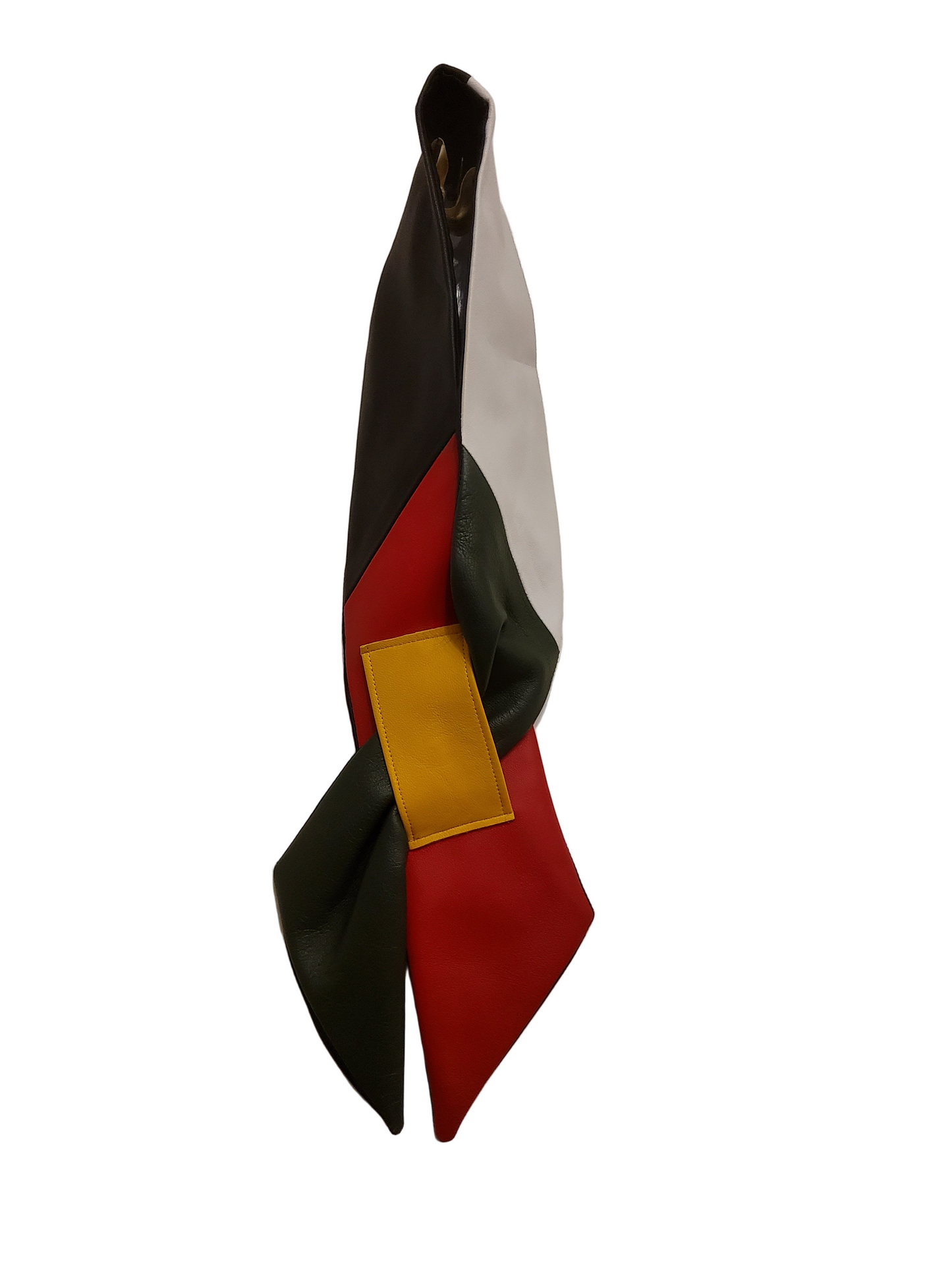 Red, black and yellow lamb's leather neck scarf