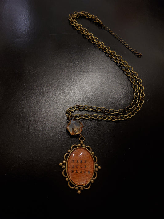 'TAKE YOUR PLACE' Orange Bead Neckalce