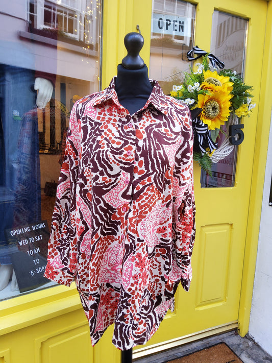 Brown Floral Print Long Sleeve Shirt