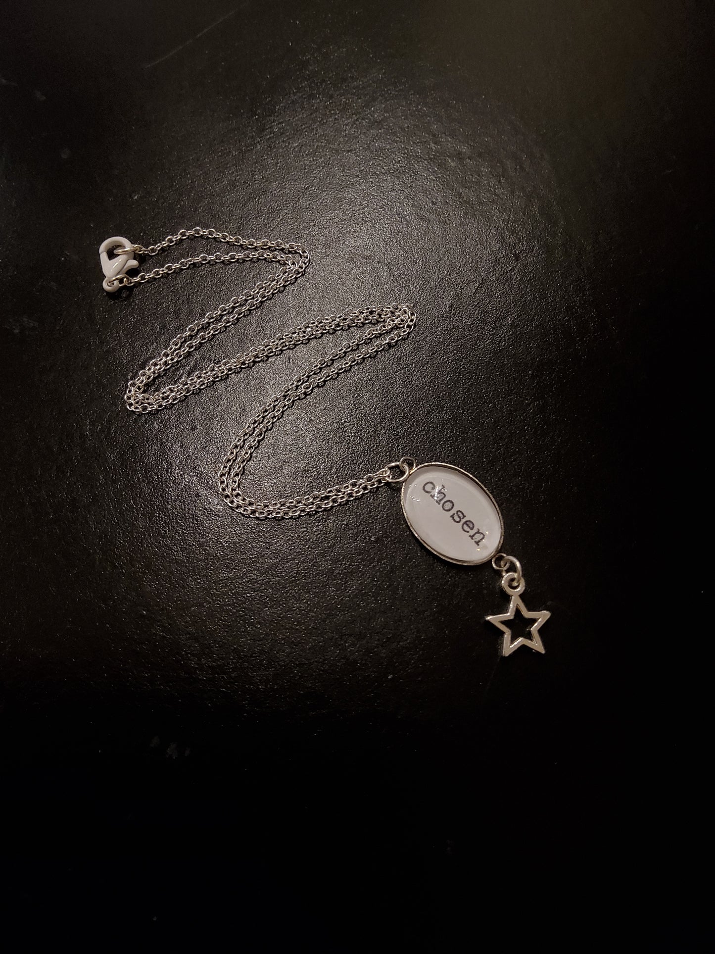 'Chosen' Small Cream Pendant with Star Charm Necklace