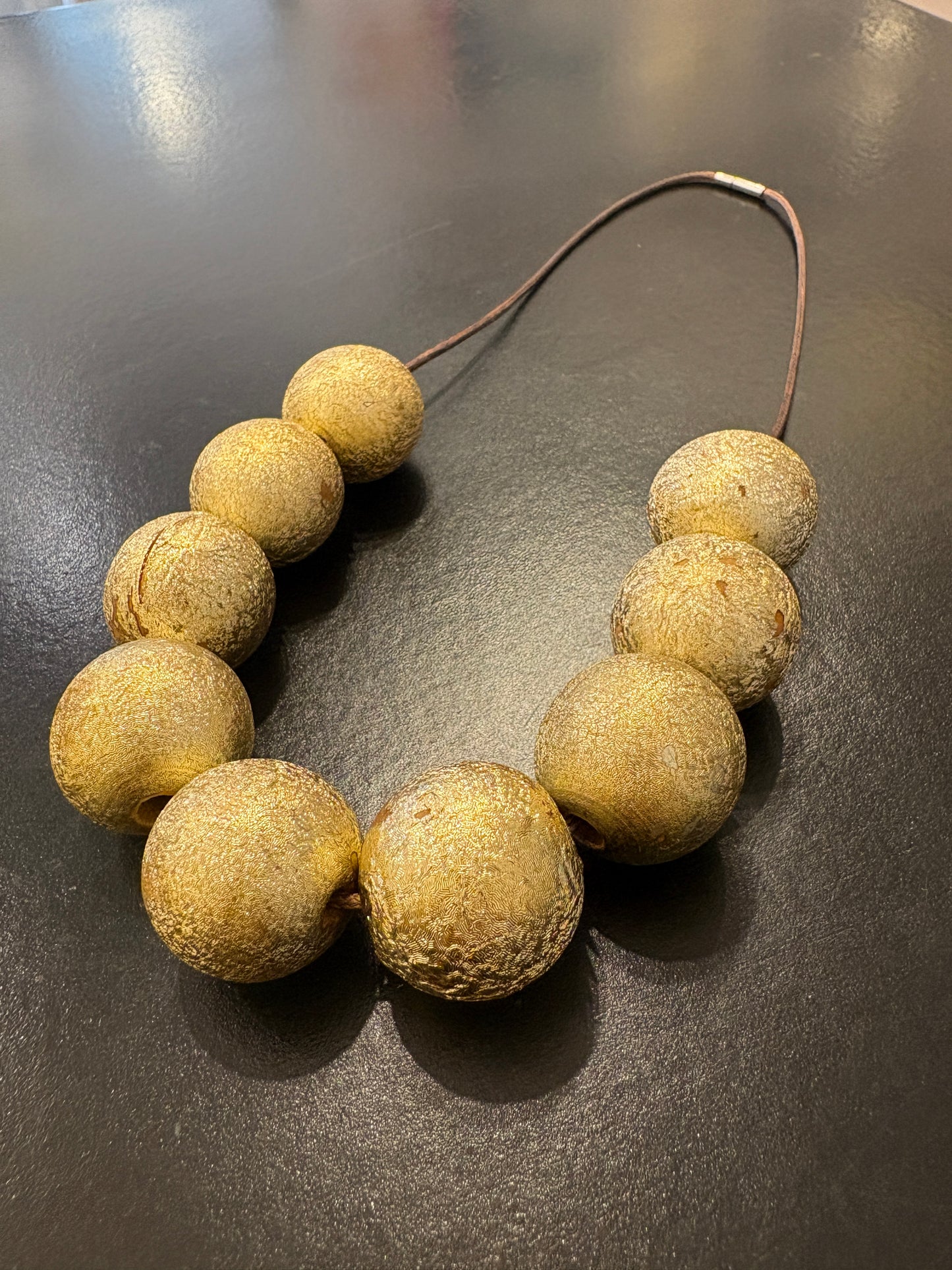 Large Gold Beaded Necklace