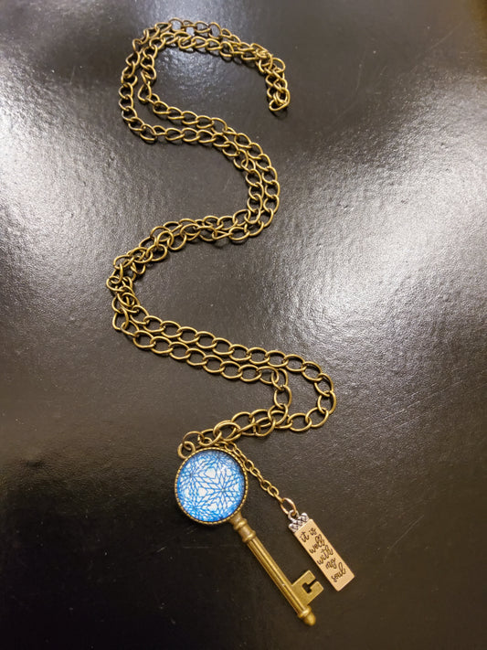 'It is well with my soul' Blue Key Necklace