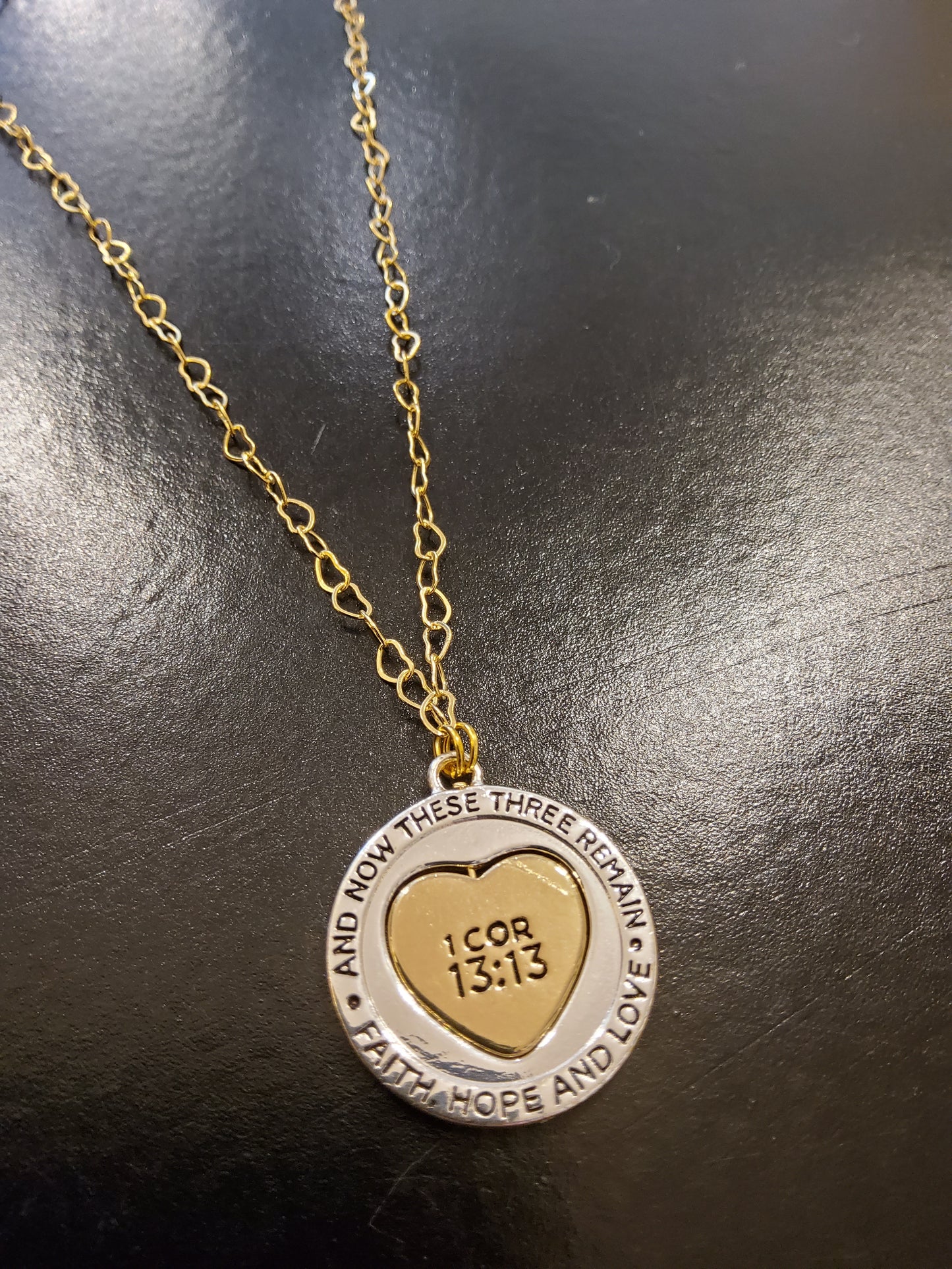 1 Corinthians 13:13 Heart Chain Necklace