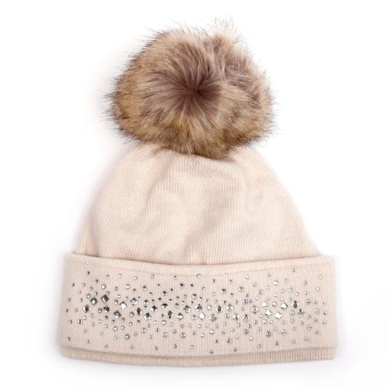 Sparkle Cream Bobble Hat