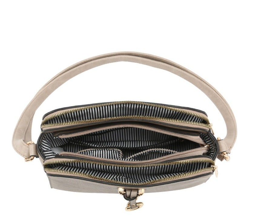 Gold Hoop Detail Khaki Crossbody Bag