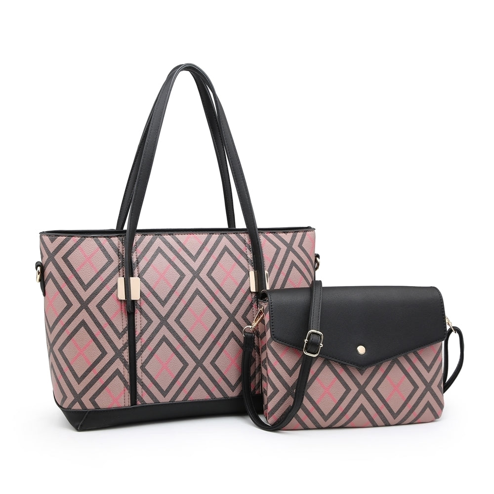 Tan, Red & Black Patterned Bags (Small / Large)