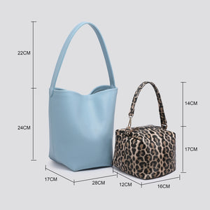 2 in 1 Bucket Tote with Small Animal Print Bag