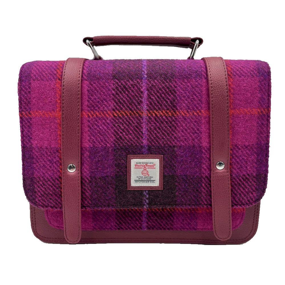 Harris Tweed Ladies Messenger Bag Purple Check