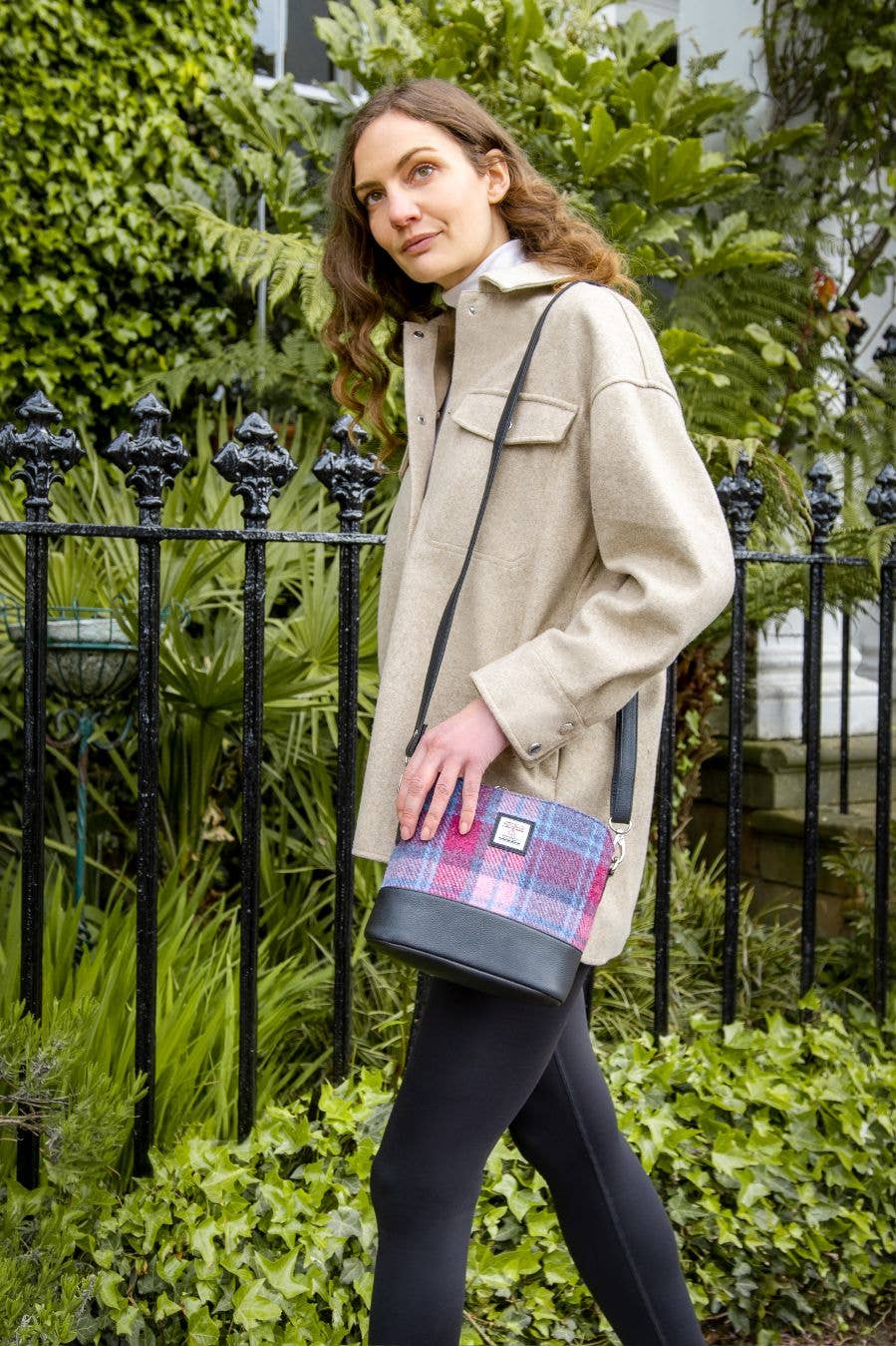 Harris Tweed Square Shoulder Bag Pastel Pink