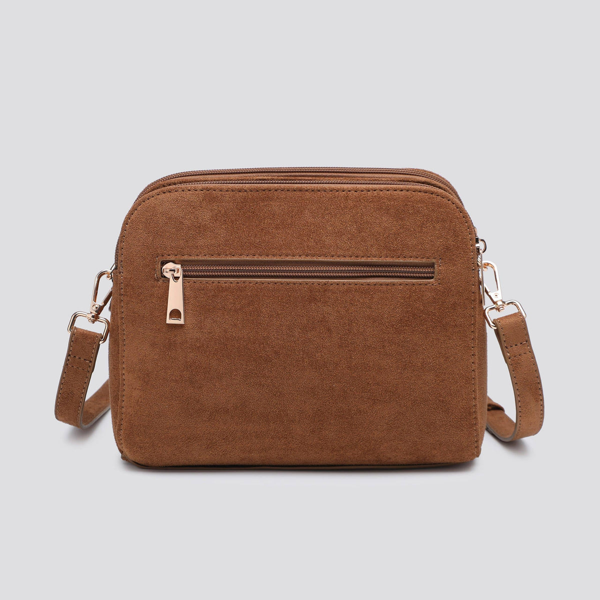 Navy Vegan Suede 3 -Compartment Crossbody Bag