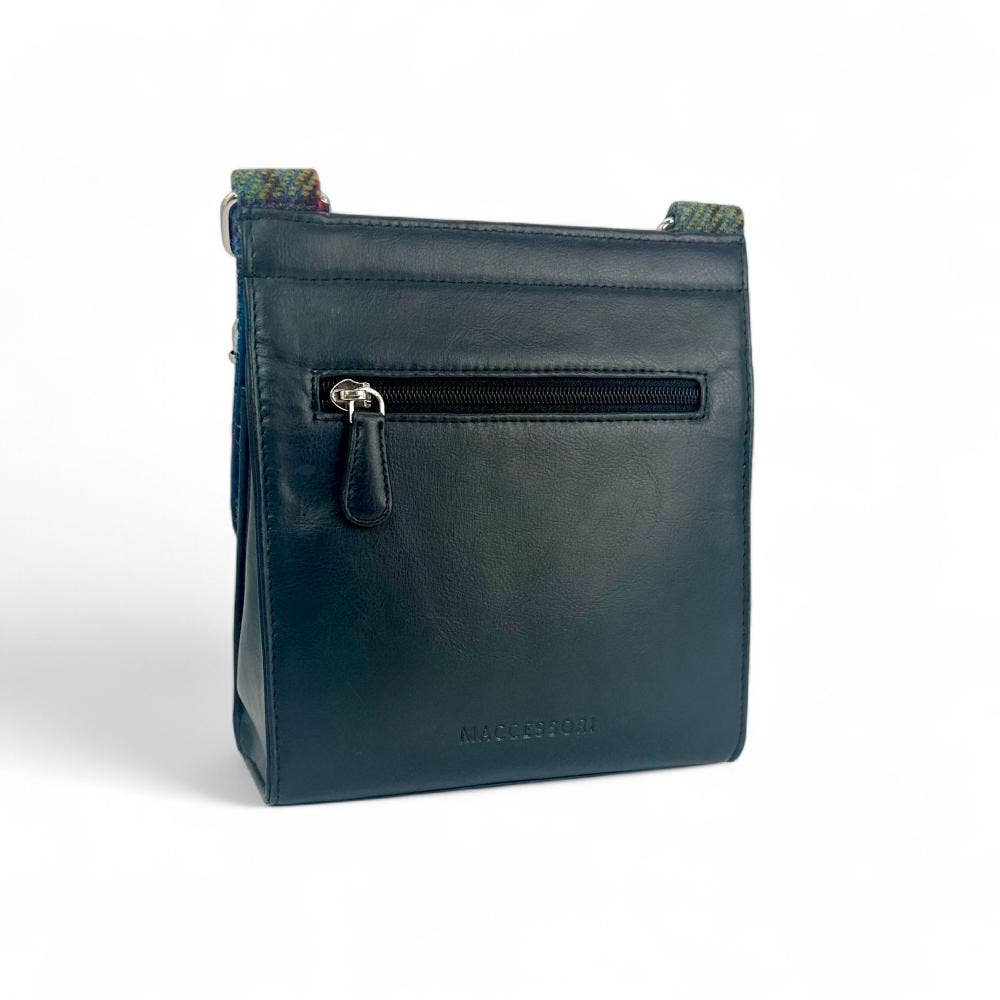 Harris Tweed Medium Satchel Bag Blue/Pink Check