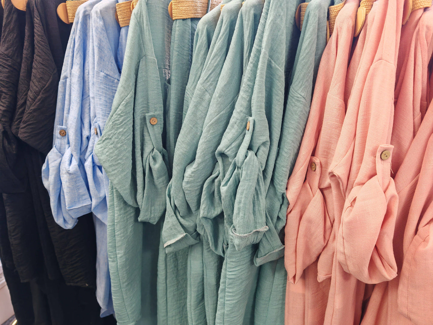 Italian One Size Full Button Linen Shirt