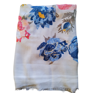 Floral print scarf with golden edge detail