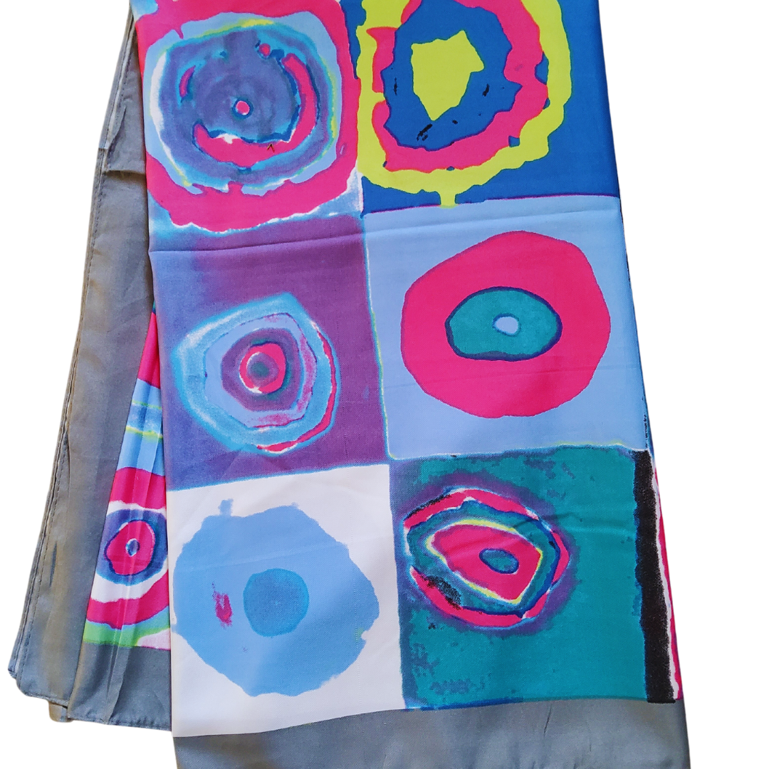 Satin circle pattern large scarf