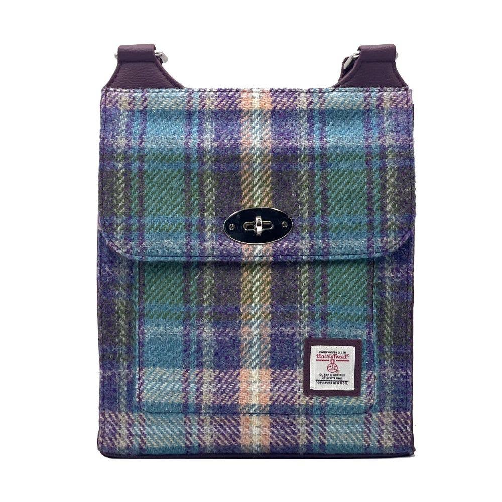 Harris Tweed Satchel Bag Green/Purple Plaid