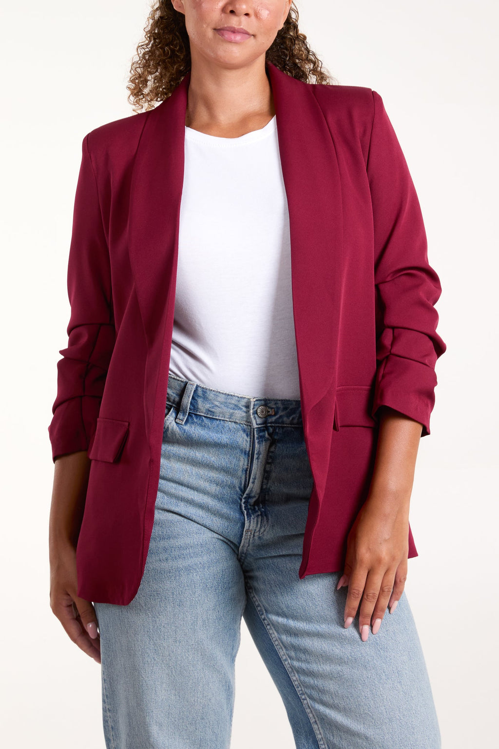 Ruched Wine Sleeve blazer