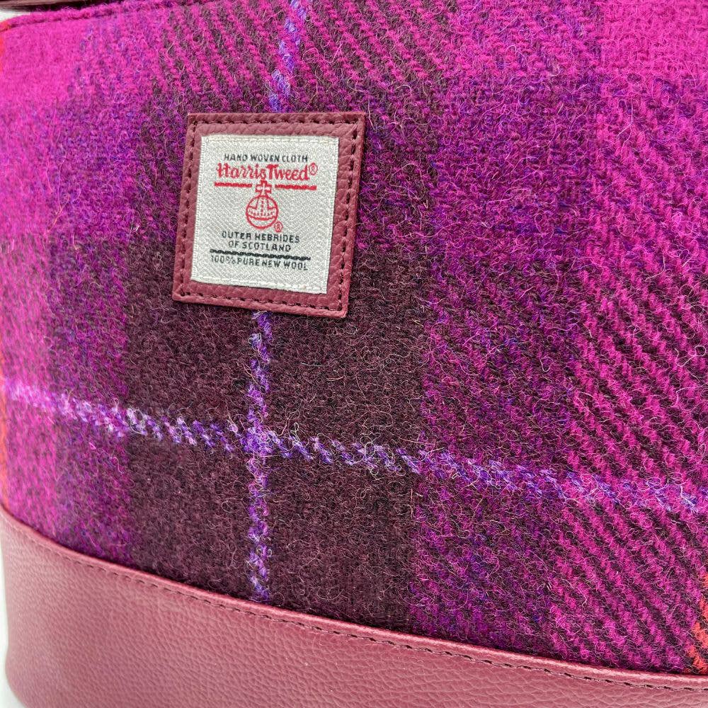 Harris Tweed Square Shoulder Bag Purple Check