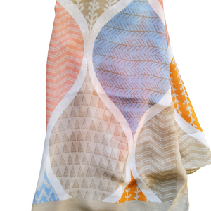 Multi-coloured abstract lightweight scarf