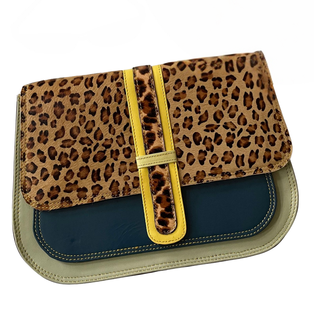 Green Leather Animal Print Crossbody Bag