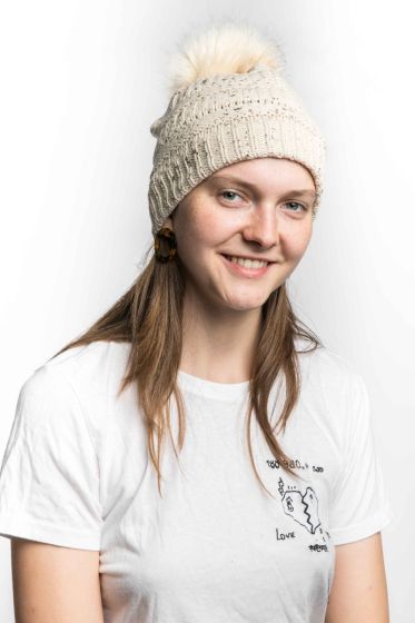 Contrast Knit PomPom Hat