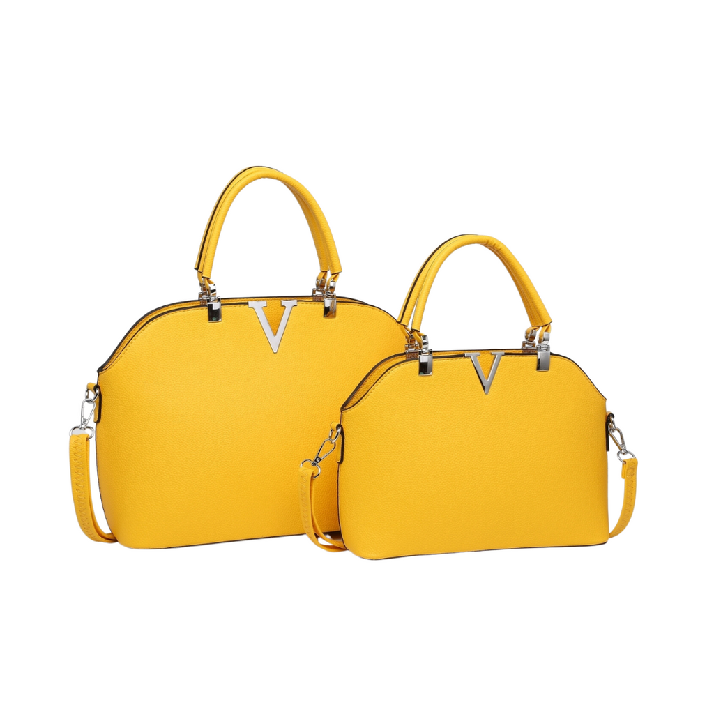 Yellow grab handle tote bag