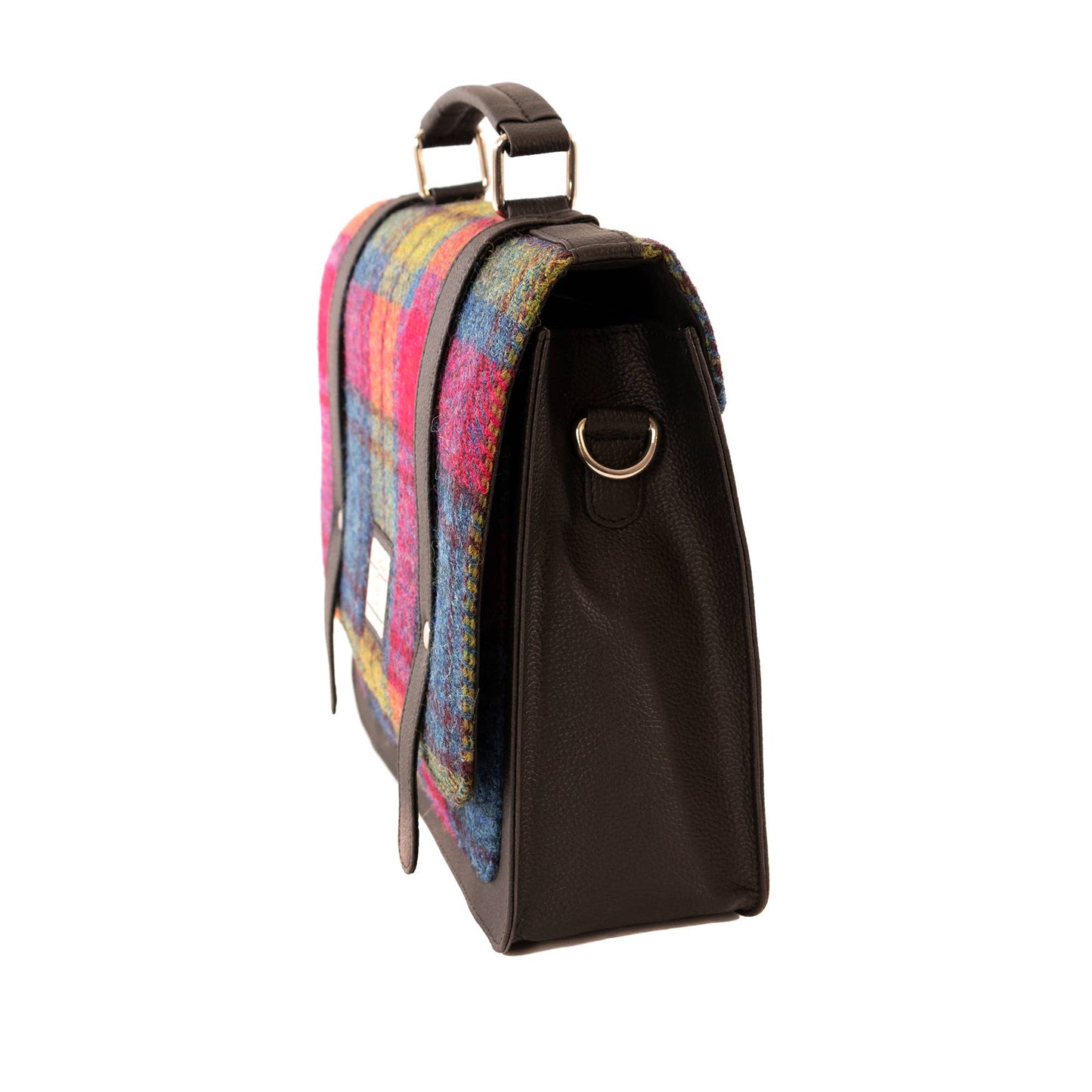 Harris Tweed Ladies Messenger Bag Blue/Pink Check