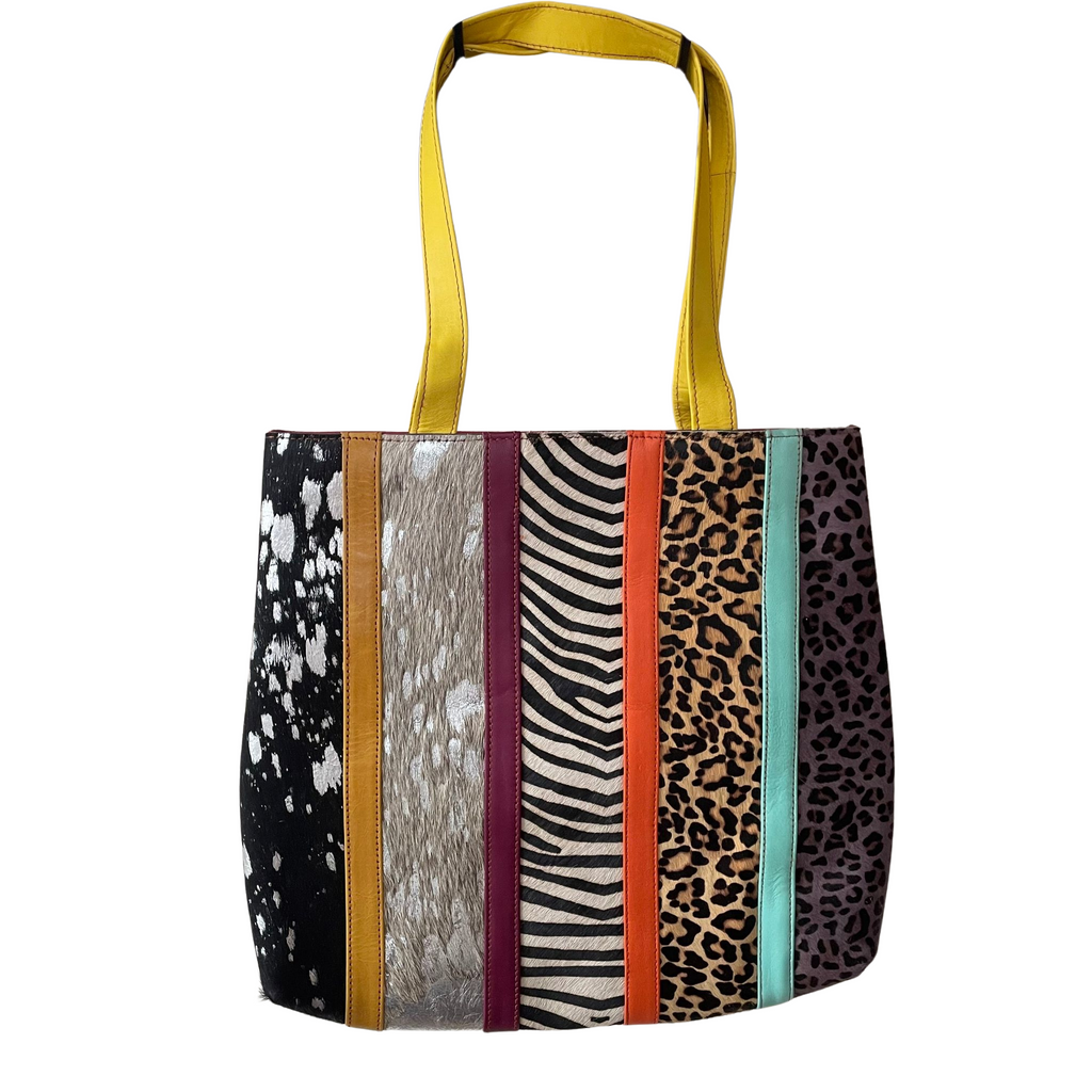 Leather Animal Print Abstract Tote Bag