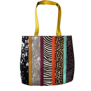 Leather Animal Print Abstract Tote Bag