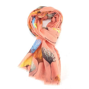 Springtime flower coral scarf