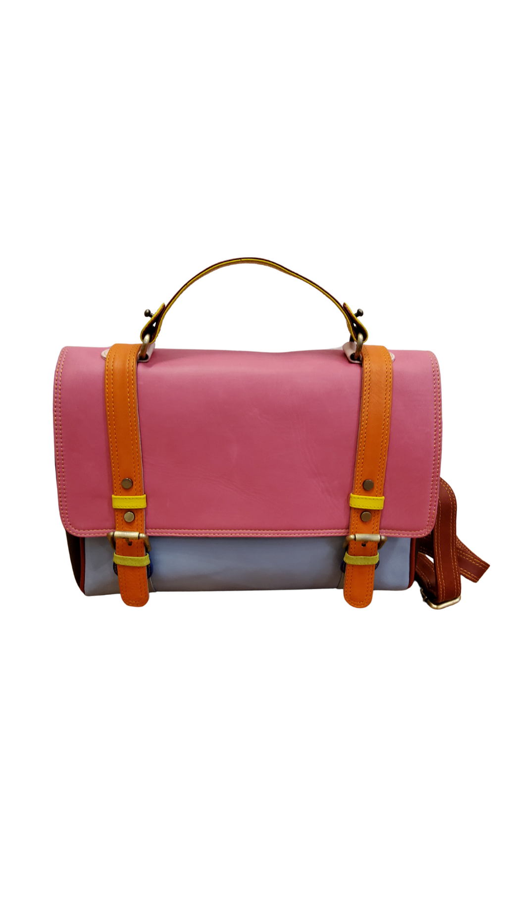 Large pastel leather satchel