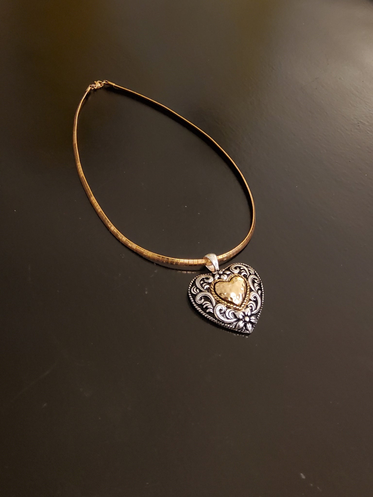 Mixed metal heart pendant necklace