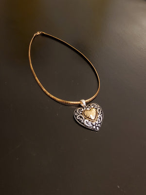 Mixed metal heart pendant necklace - To order