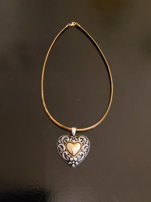 Mixed metal heart pendant necklace