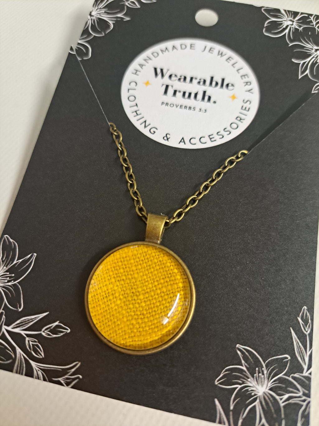 Irish linen necklace in mustard