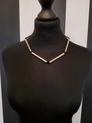 Geometric Silver and Black Necklace - To Order