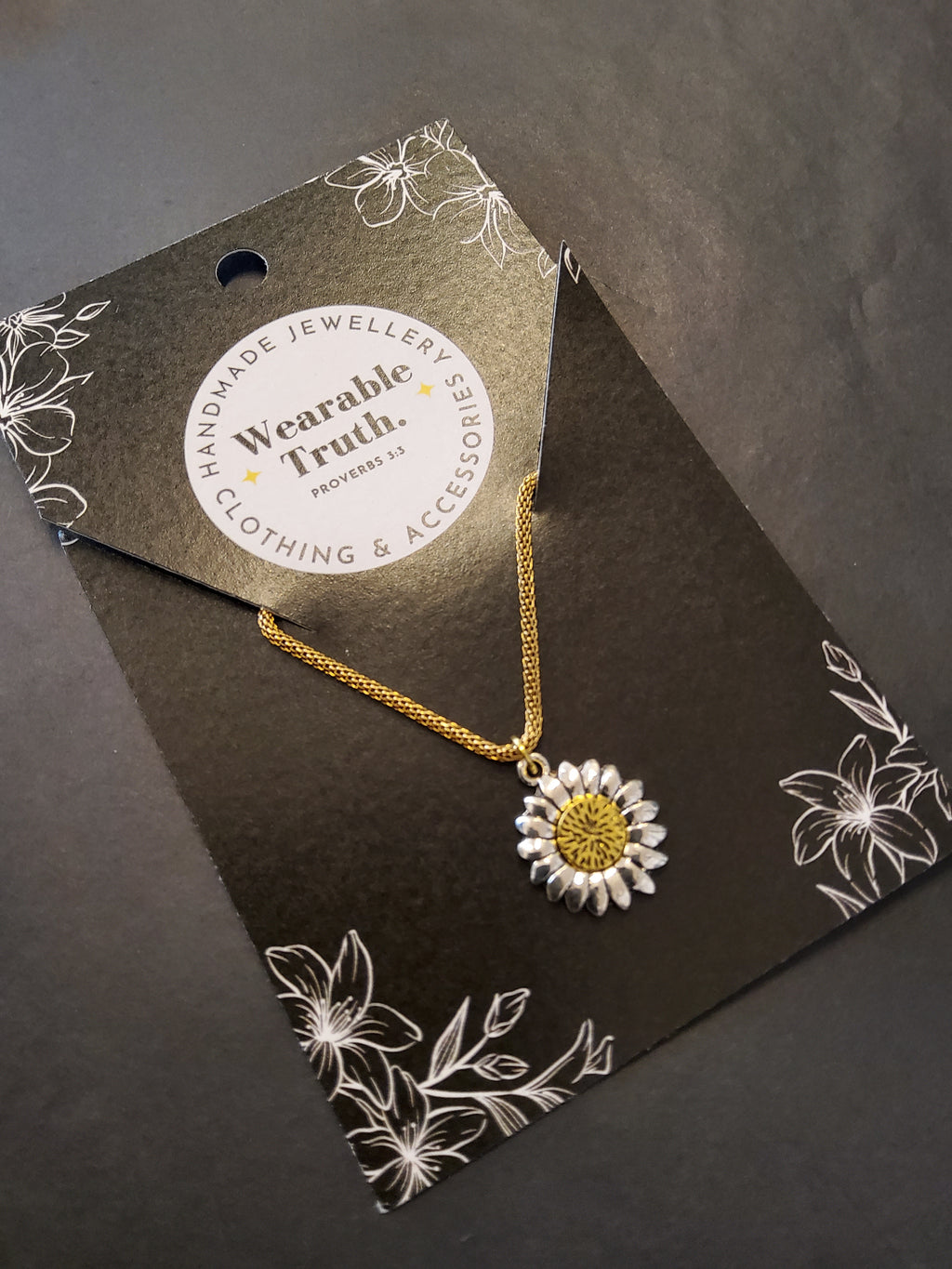 Mixed Metal Sunflower Necklace - To order