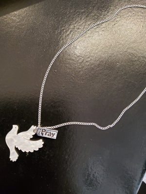 White Dove 'Pray' Necklace