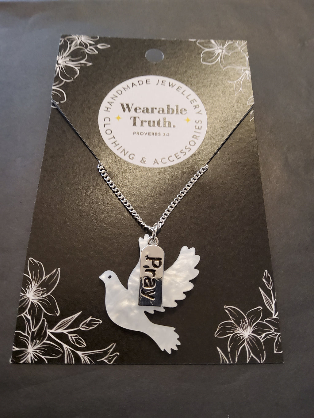 White Dove 'Pray' Necklace - To order