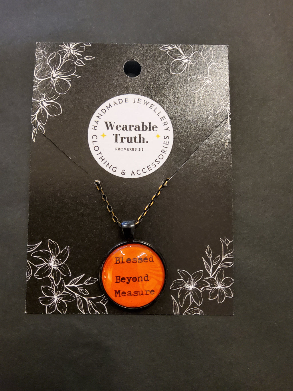 'Blessed Beyond Measure' Black and Orange Necklace