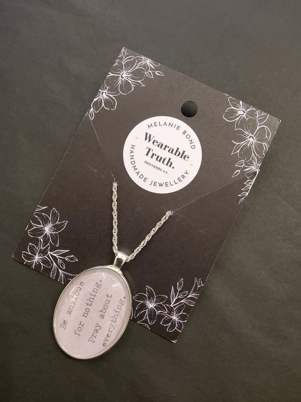 'Be anxious for nothing' Pink Pendant Necklace