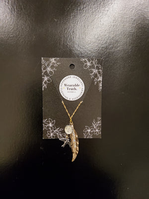 Rose-gold Feather with Isaiah ch40 v31  charm