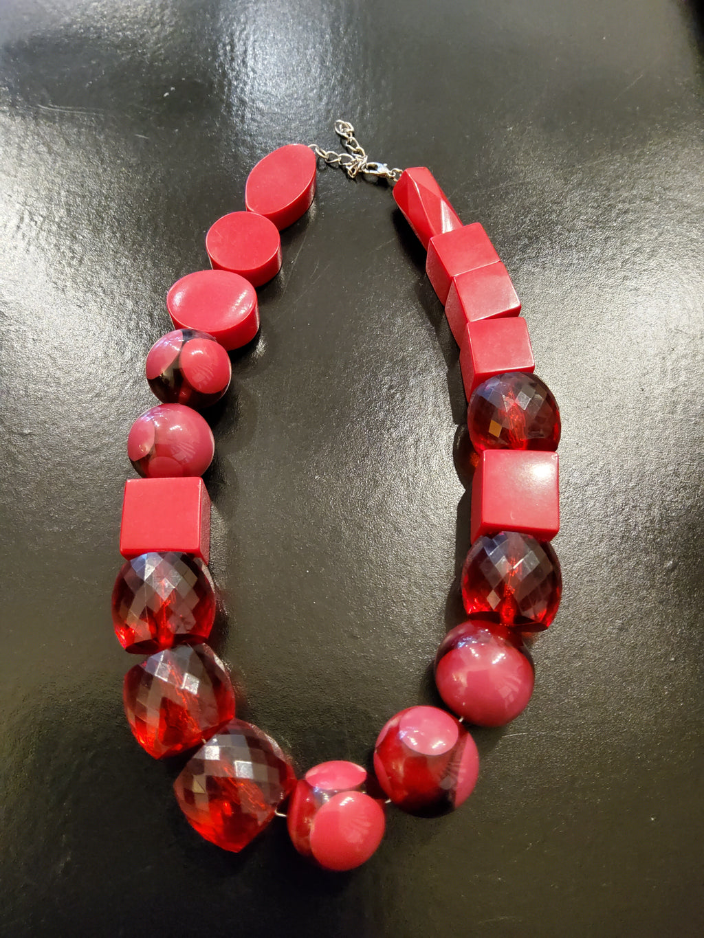 Chunky Red Beaded Necklace