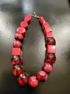 Chunky Red Beaded Necklace