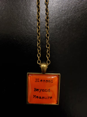 'Blessed Beyond measure' Square Pendant Necklace